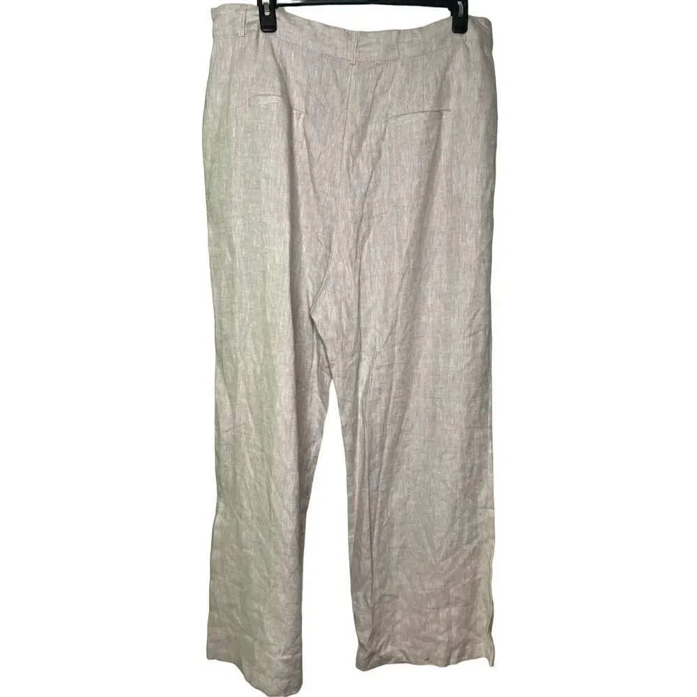 Reformation Alex Mid Rise Linen Pant in Oatmeal NWT Size 18